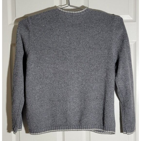 Vintage Croft & Barrow Womens XL Full Zip‎ Gray Cardigan Sweater Winter Birds - Picture 3 of 8